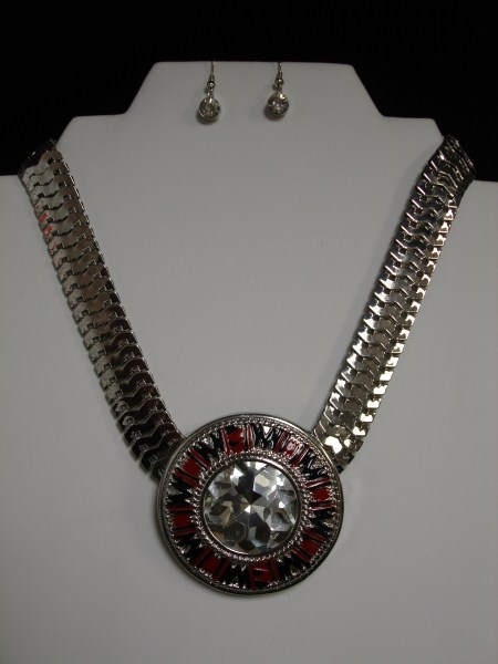 Silver Necklace Set W/ Slider